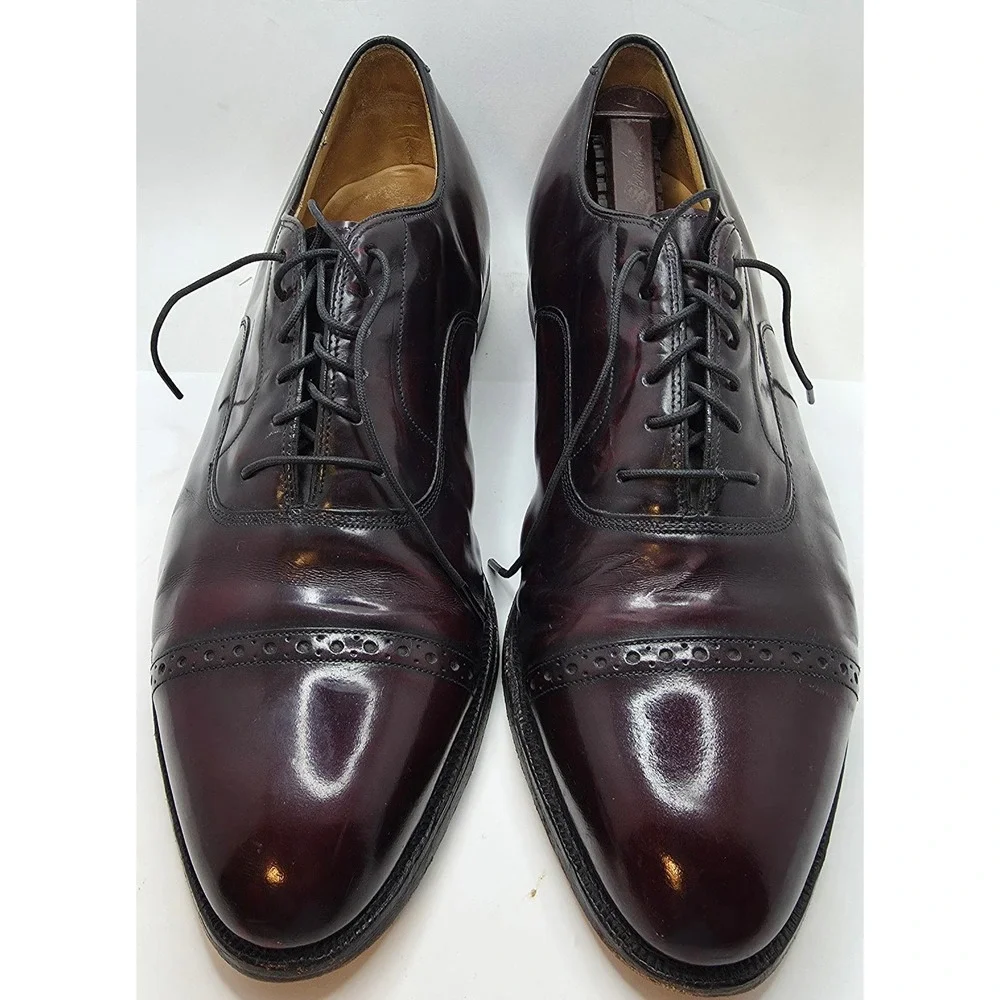 Johnston Murphy Aristocraft Mens 11 D Burgundy Leather Cap Toe Oxford Shoes USA